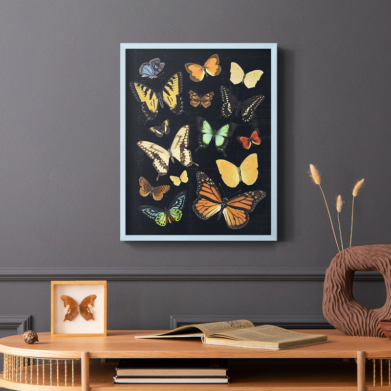 Collected Flutter III Framed Print - Solid Wood, Blue, 10" H x 8" W