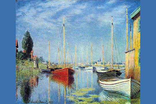 « plaisir bateau à argenteuil » par claude monet, reproduction d’art, H 20 po x l 30 po x P 1,5 po