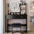 17" Round Led Mirror Dressing Table With Soft Seat, 3 - Color Adjustable Brightness System, Multi Layer High Capacity Storage For Small Office Areas, American Designed Concept, Black Makeup Unit, 6.1
