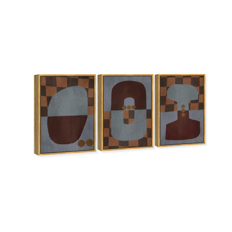 Checkered Dominos Set Set by Oliver Gal, 46" H x 31" W, Gold Floater Frame