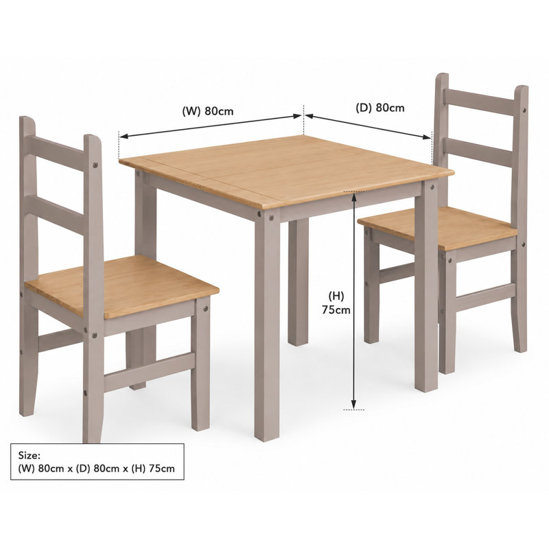 Aadhya 2 - Person Pine Solid Wood Dining Set