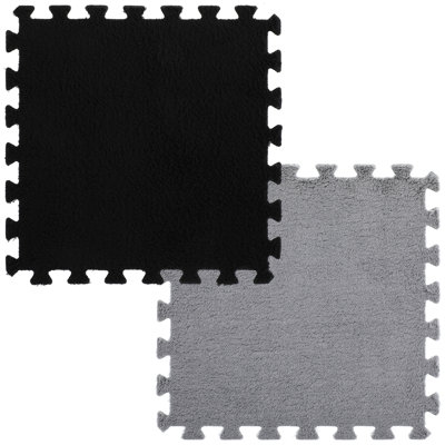 30 pièces tapis de sol en mousse à motif emboîtable -17,8 po pour jouer | Tapis d'exercice pour l'entraînement à domicile. (Blanc / gris foncé)
