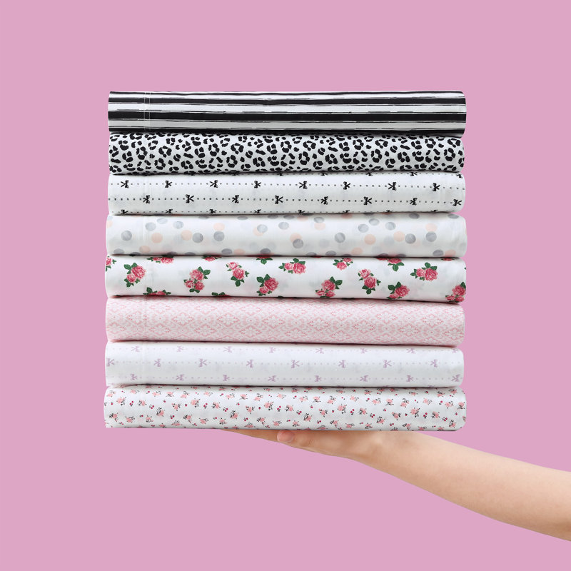 Full White and Black Cotton Percale Stripe Sheet Set