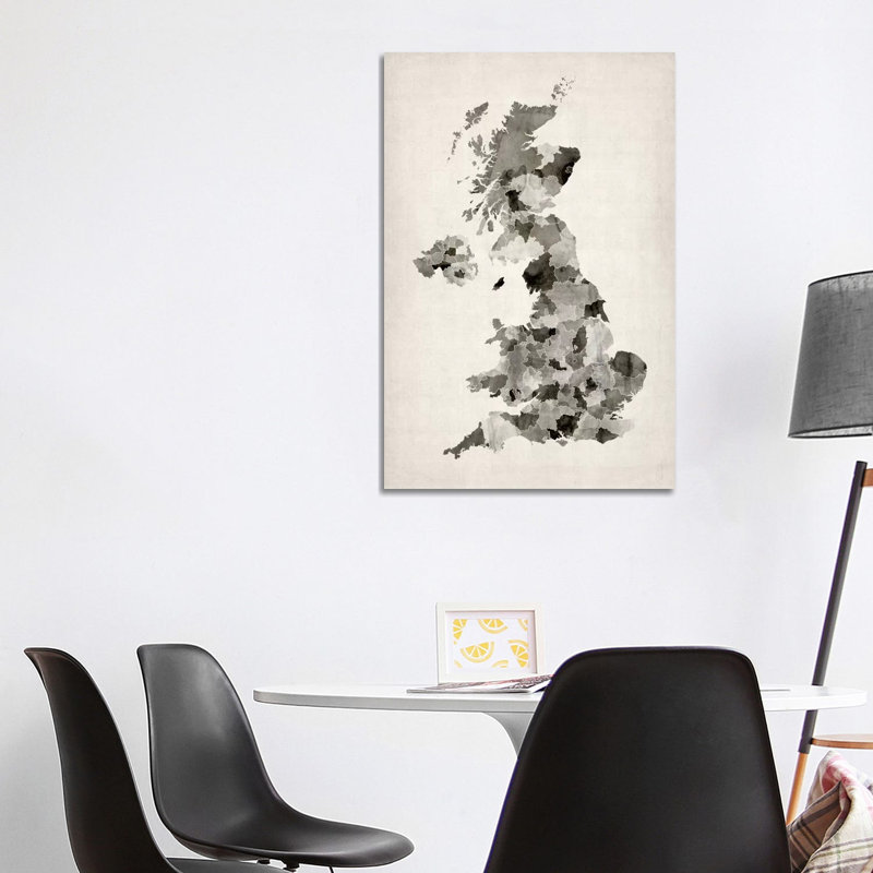 Great Britain Watercolour Map by Michael Tompsett - 1 Piece Wrapped Canvas Painting, 101.6 cm H x 66.04 cm W x 1.91 cm D