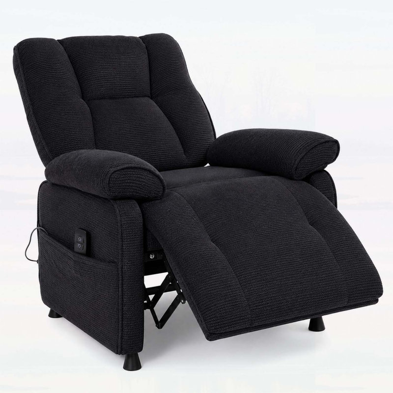 Fauteuil inclinable électrique avec inclinaison motorisée fluide, design ergonomique et rangement latéral pour un confort et une commodité ultimes.