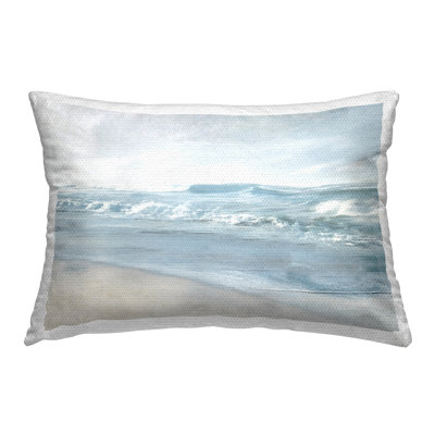 Calm Blue Beach Waves Outdoor Printed Pillow by Mike Calascibetta