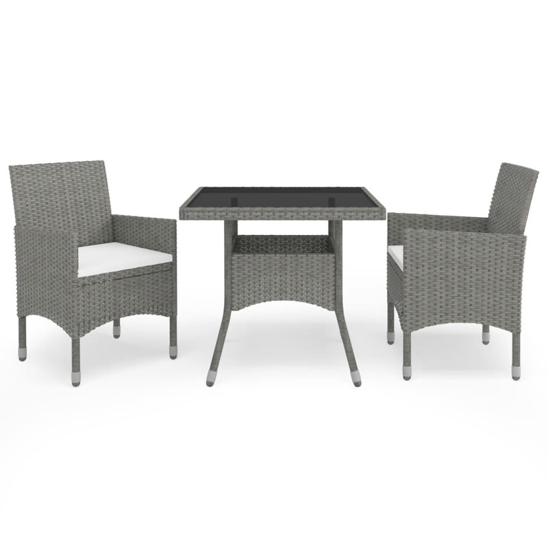 Ensemble bistro carré pour 2 personnes avec coussins, Gris, 2
