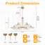 32,28 po Lustre 6 lumières Mid-Century moderne en or brossé avec abat-jour en verre plissé transparent et décorations en perles de cristal pour le salon, la salle à manger, le vestibule