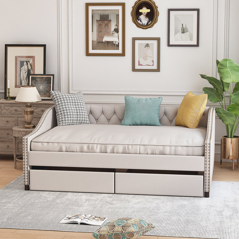 Upholstered Daybed, Beige