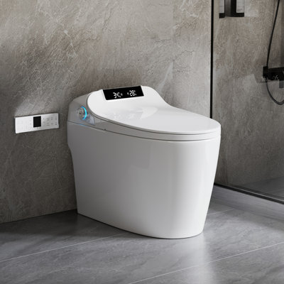 Combinaison de bidet de toilette intelligente avec capteur de pied, buse autonettoyante, affichage à DEL, siège chauffant et télécommande pour un confort et une hygiène ultimes