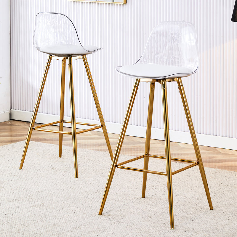 Sièges de bar rembourrés en métal - blanc et or, P 15 po x l 12,62 po, H 38,6 po, 9,57 lb, - Revêtement, configuration pratique pour les chaises de piscine à la maison avec support à eau, simple