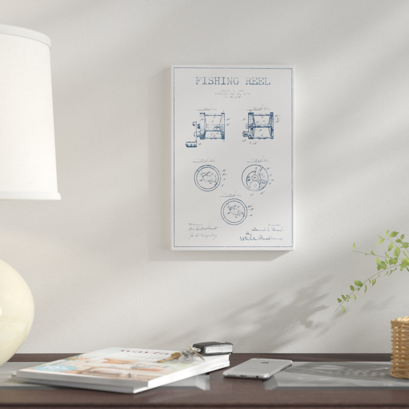 « samuel l. tasse de pêche de pêche, croquis », impression sur toile blanc/bleu, H 60 po x l 40po x P 1,5 po, Toile tendue