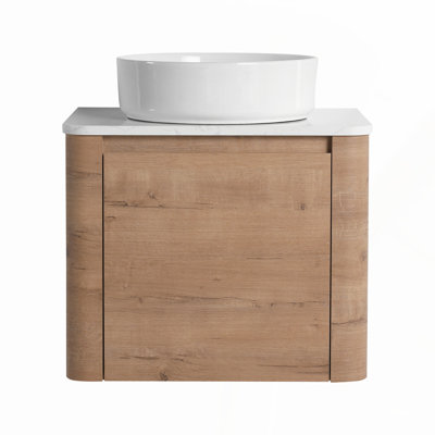 Meuble-lavabo mural 24 po avec lavabo d'art en céramique et porte à fermeture en douceur, peu encombrant et élégant