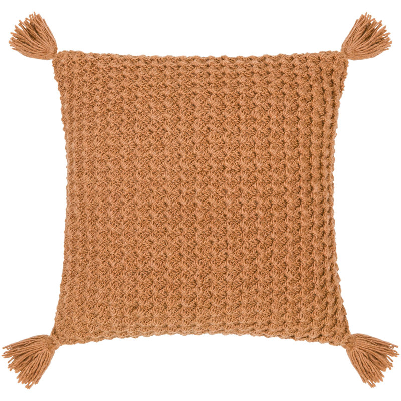 Makrome Wool Blend Reversible Pillow Cover, 18"H x 18"W, Pink