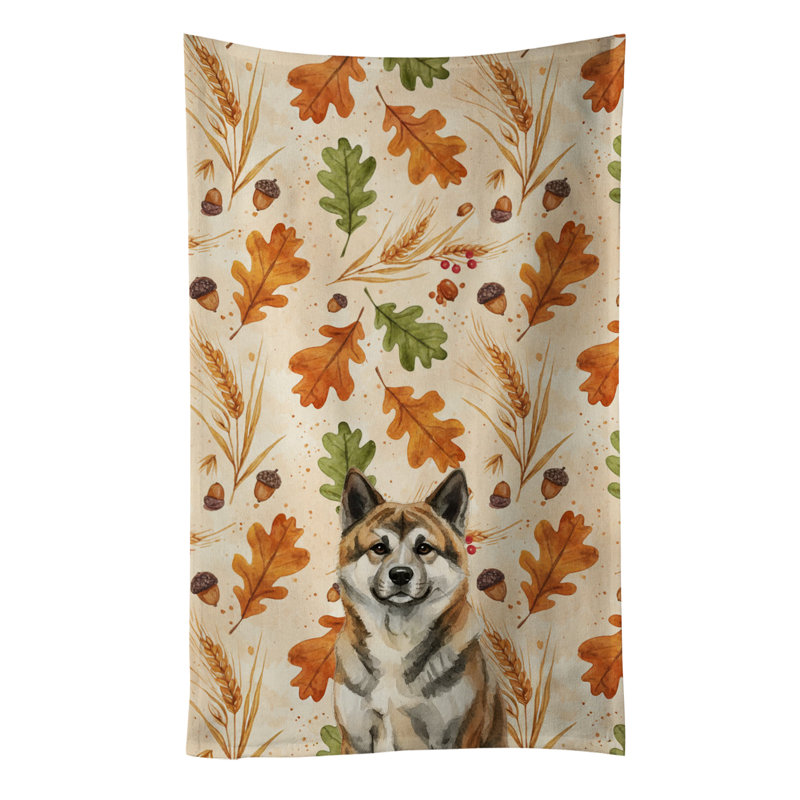 Brindle Akita Heirloom Fall Kitchen Towel, Brindle Akita