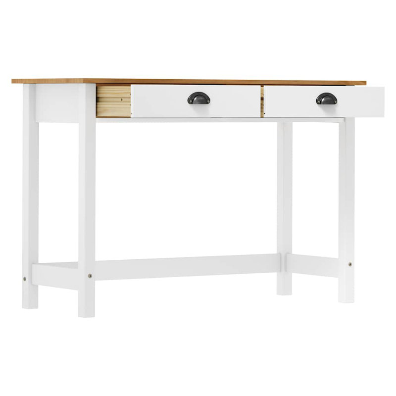 vidaXL Console Table Solid Pine Wood Compact, White, Honey Brown