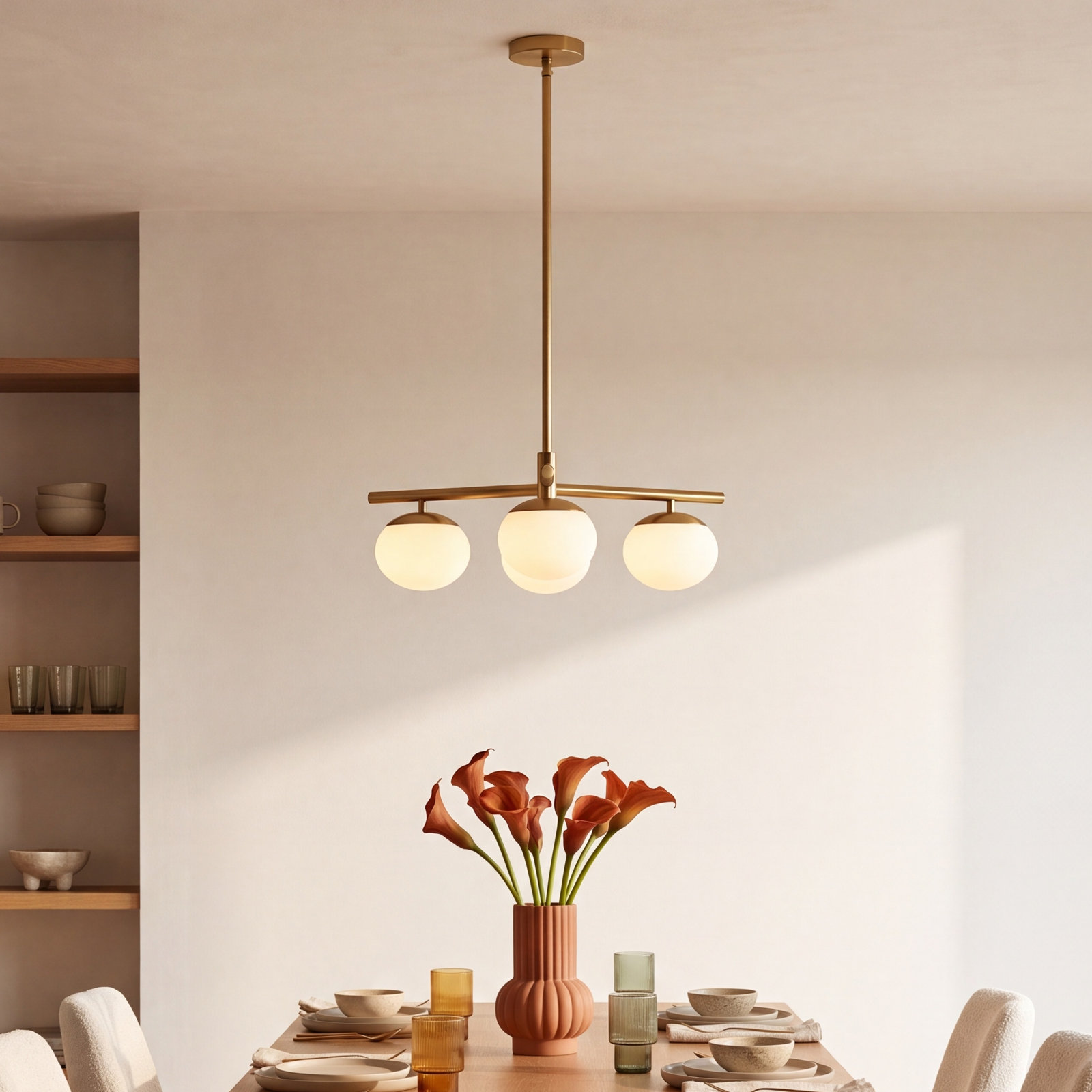 Vibi 3-Light Chandelier, Burnished Brass