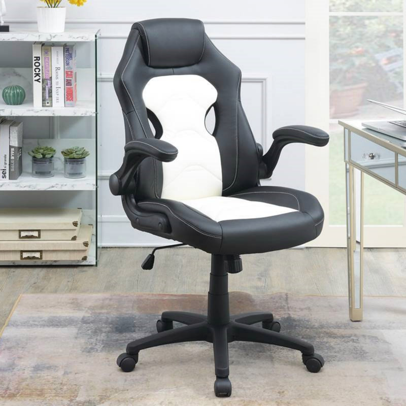 Chaise de bureau rembourrée 1pc, Noir / blanc