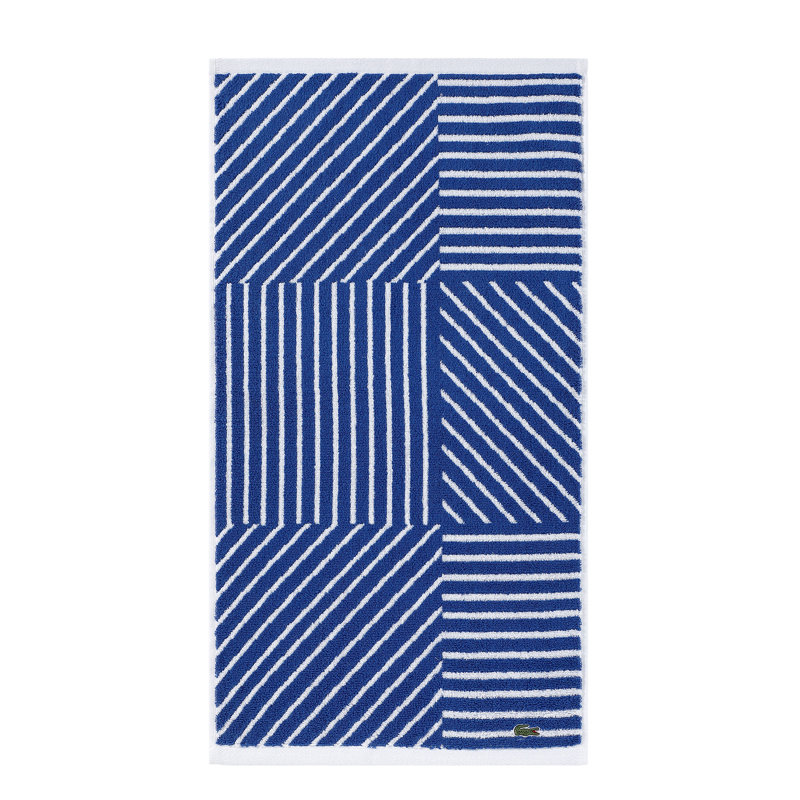 Lacoste Guethary Geometric Jacquard 100% Cotton Hand Towel, Surf Blue, 1 Piece Hand Towel