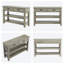 Table console en bois gris avec 2 tiroirs et 3 tablettes à 3 niveaux