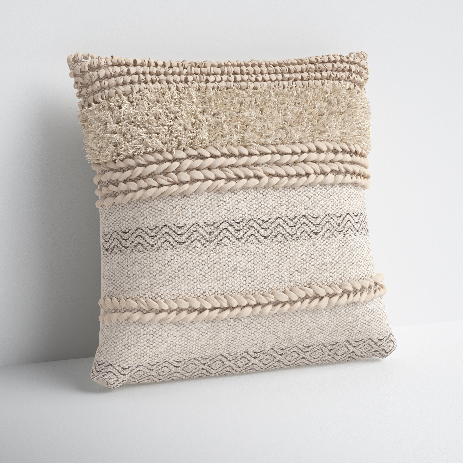 Venora Striped Cotton Throw Pillow, 18" x 18", Polyester/Polyfill