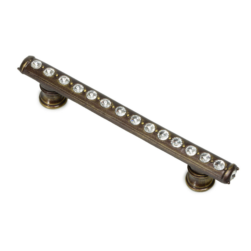 Caché 4 inches c.c. pull with flared feet with center of Swarovski Clear Crystals in Chalice, 4", Antique Brass
