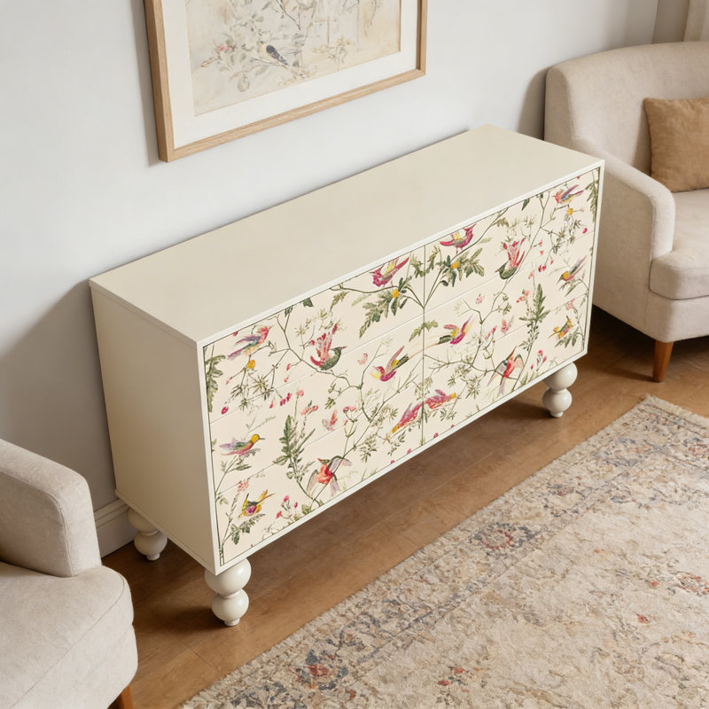 Commode d'entrée Mid-Century en bois massif, Blanc