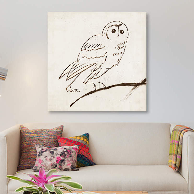 «Owl II», reproduction sur toile, H 12 po x l 12 po x P 1,5 po, Toile tendue, Pas de tapis