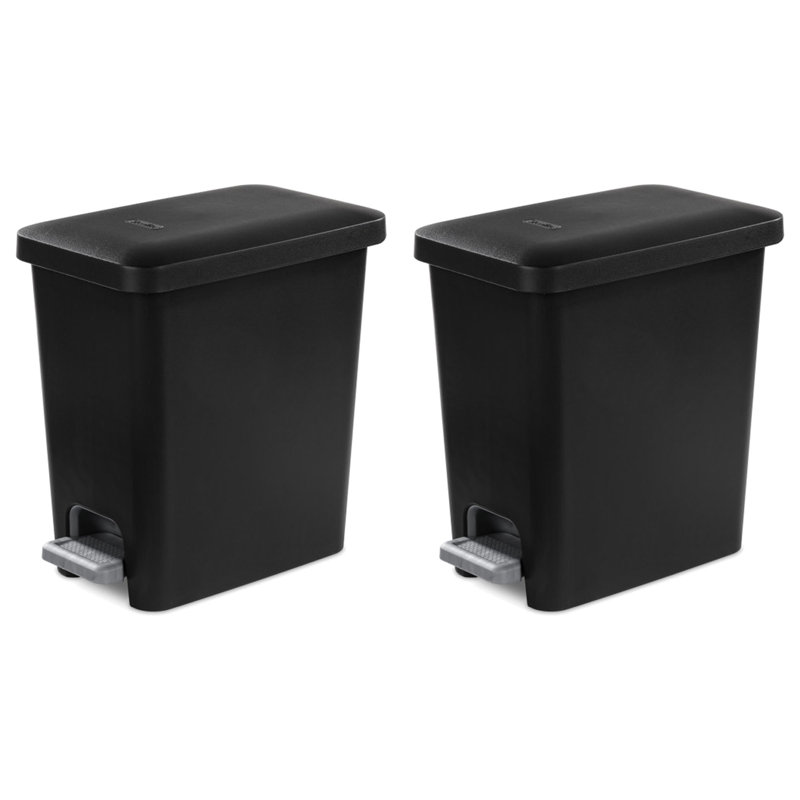 2.7 Gallon Step On Trash Can Sets, Black