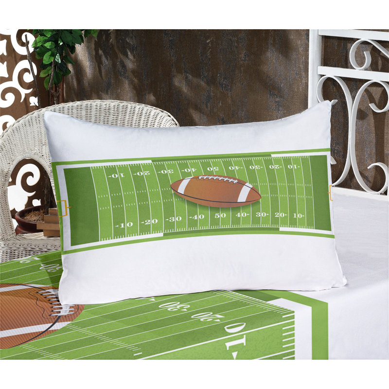 Ensemble de draps et taies décoratives de football Ambesonne, caramel pâle / vert lime