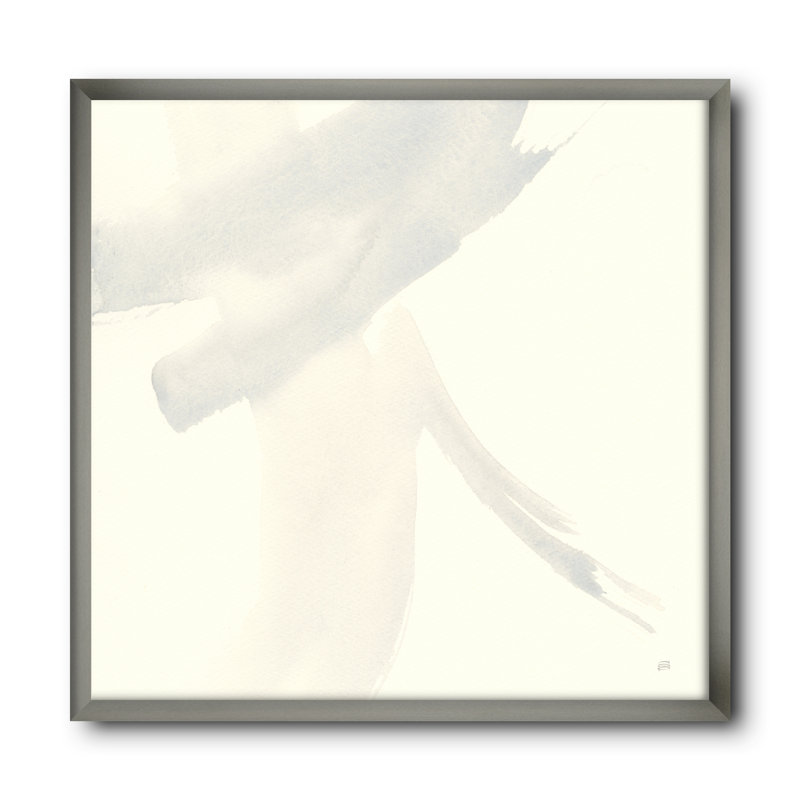 Cadre photo « minimal géométrique zen ii », reproduction sur toile, H 30 po x l 30 po x P 1 po, Cadre argenté