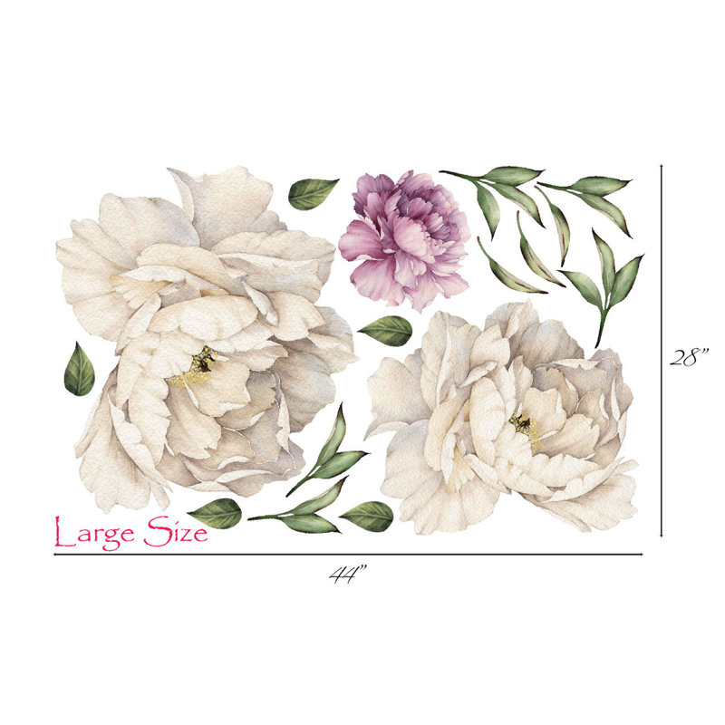 Décalcomanie murale fleurs pivoines rétro, Grand