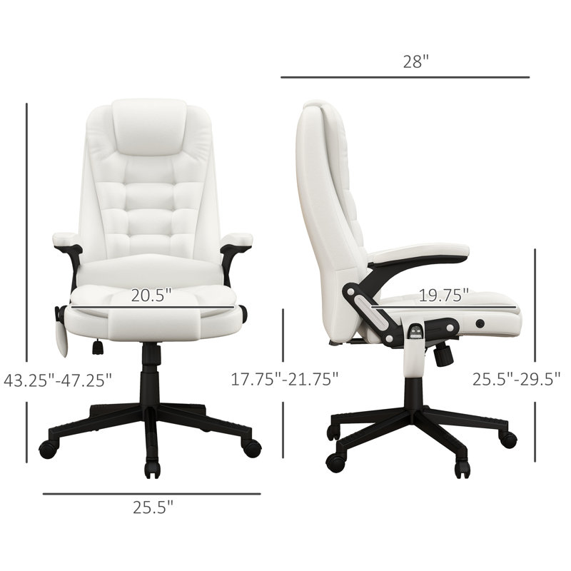 Fauteuil en cuir PU blanc avec massage par vibration et siège de soutien pour le dos