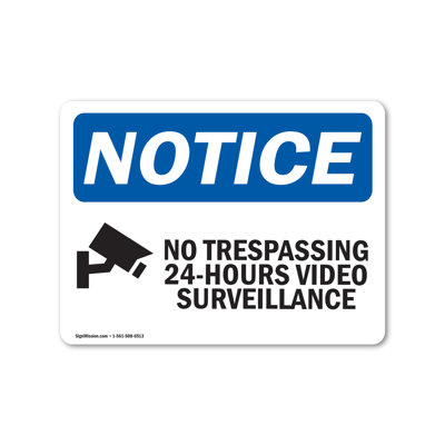 No Trespassing 24-Hour Video Sign With Symbol Decal 5" X 3.5"