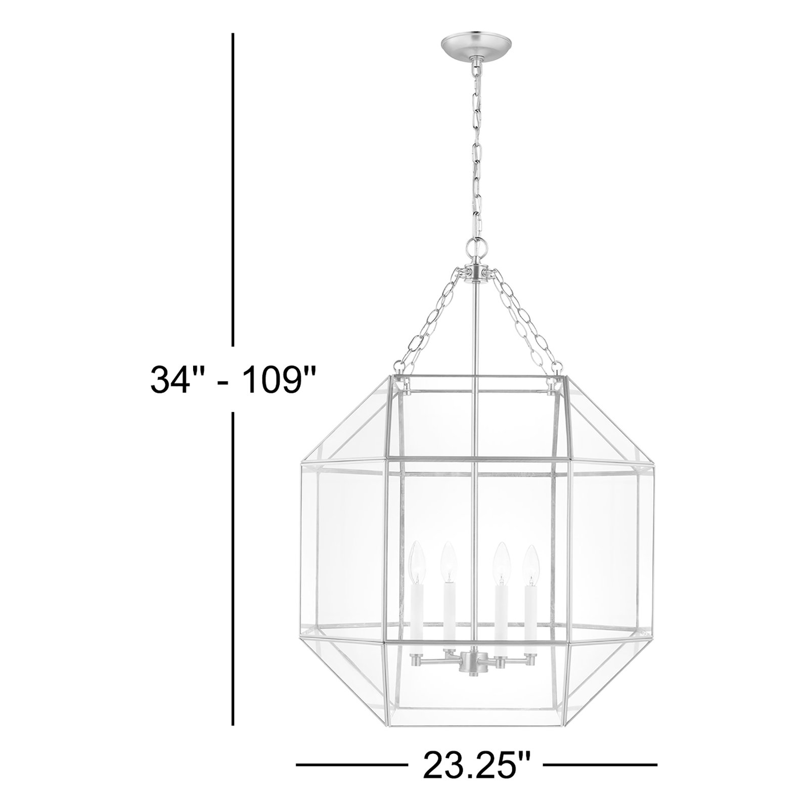 Reid 4 Light Glass Dimmable Pendant, Brushed Nickel, 60W, No