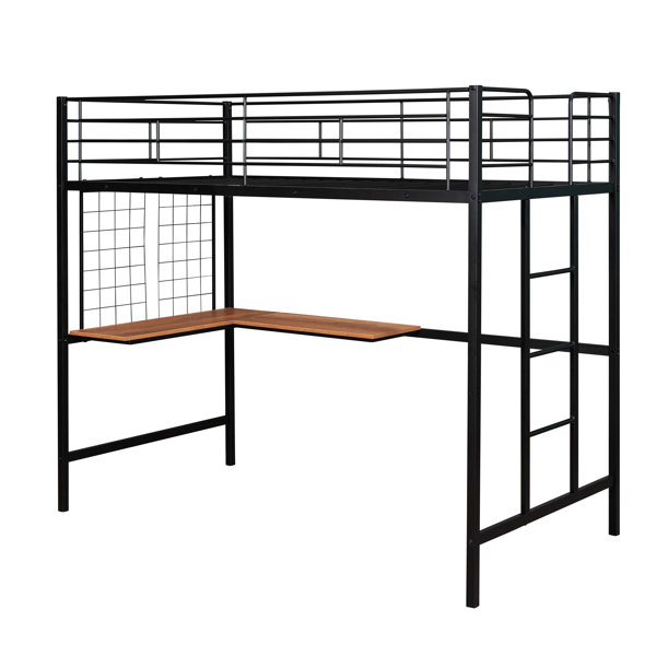 Mason & Marbles Violette Twin Metal Loft Bed with Desk and Metal Grid ...