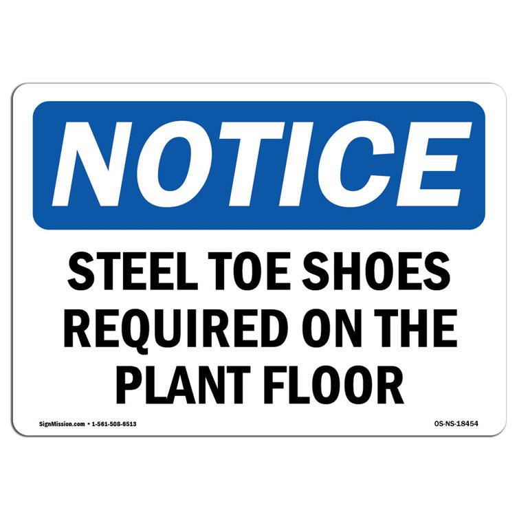 Notice Sign - Closed Toed Shoes Required - ANSI - Workplace Safety