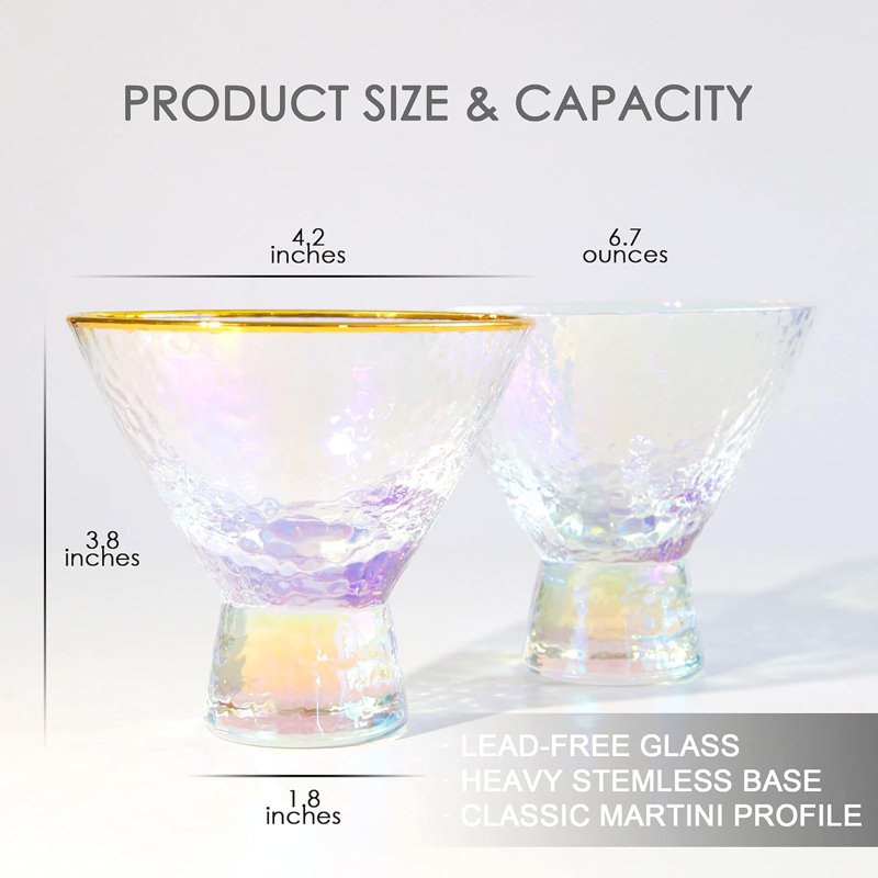 Stemless Martini Glasses Set of 2