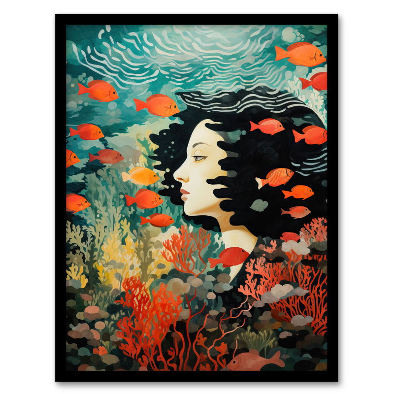 Sleeping With Fishes Underwater Dream - Single Picture Frame Print