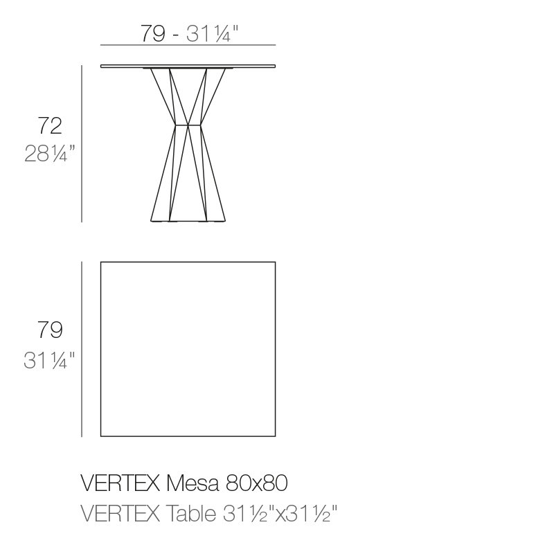 Vertex Plastic Dining Table, 31.25" W x 31.25" L x 28.25" H