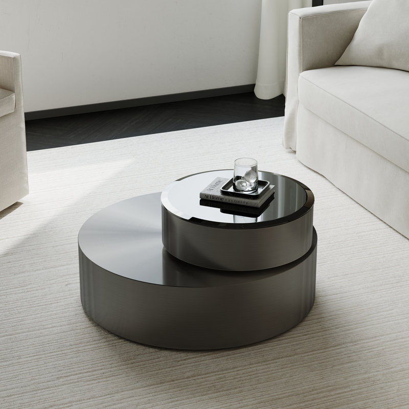 Table basse gigogne moderne extensible 31,5 po, Gris, Gris / Noir