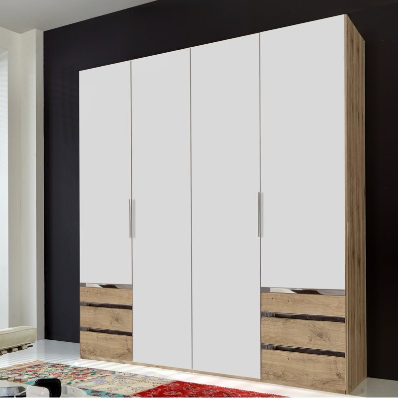 Aelia 4 Door Manufactured Wood Wardrobe, White/Beige