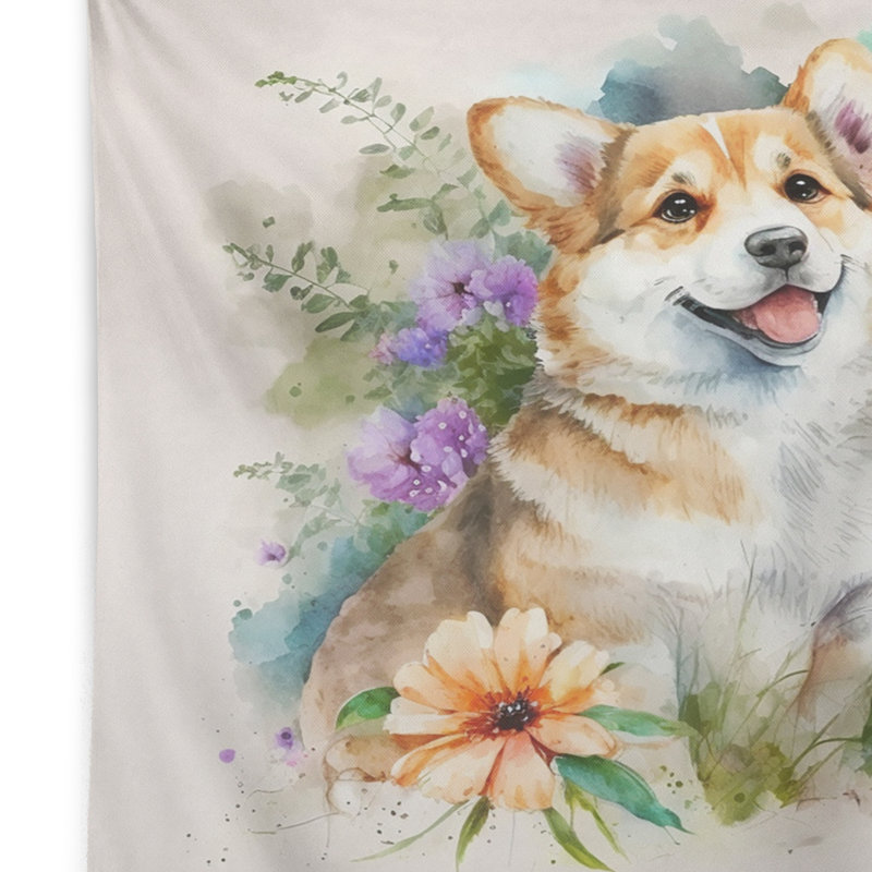 Tapisserie mignonne en polyester pour petit chien Corgi, H 32 po x l 39 po