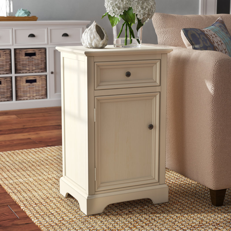 Evangelyne Solid Wood End Table with Storage, Barley