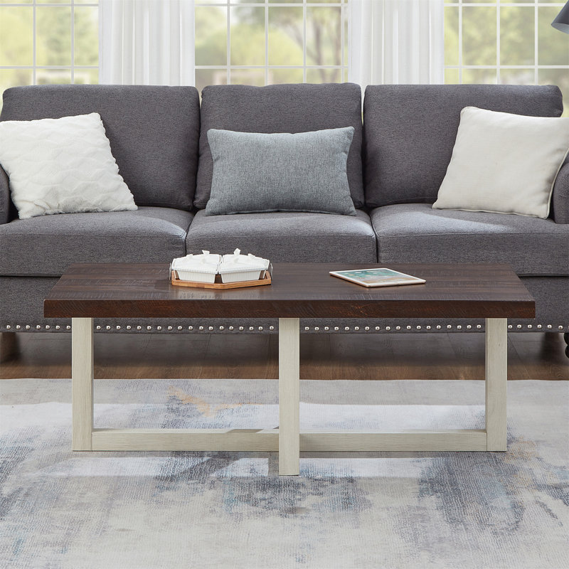 Table basse ronde Roundhill Furniture Luno, Noyer / Blanc, Wood