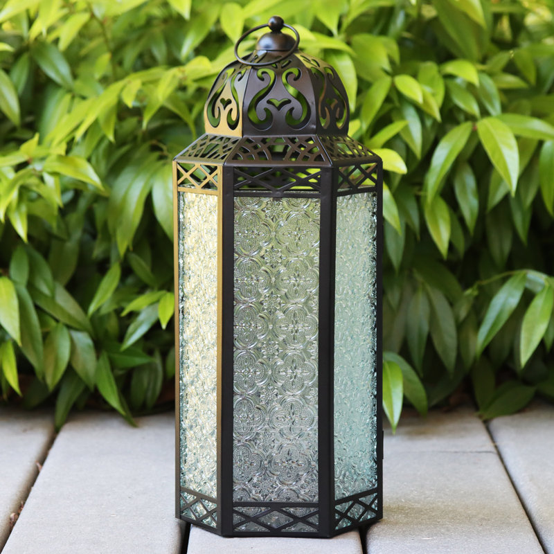 Moroccan Candle Lantern Decorative Candle Holder Lamp for Table or Hanging, Ramadan Decorations, Weddings, Indoor Home Decor, Outdoor Patio or Porch (Set of 2)