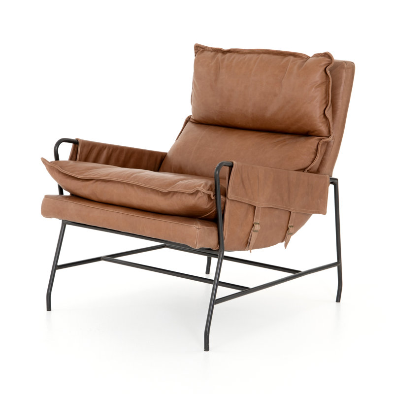 Westgate Side Chair, Brown Genuine Leather, Iron