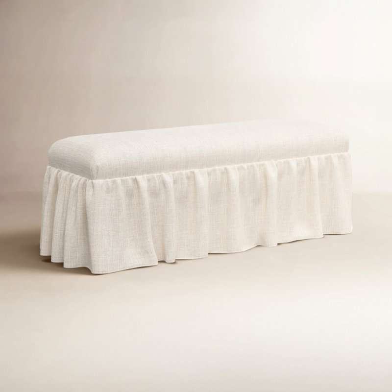 Maggie Ruffle Dining Bench, Classic Talc Linen