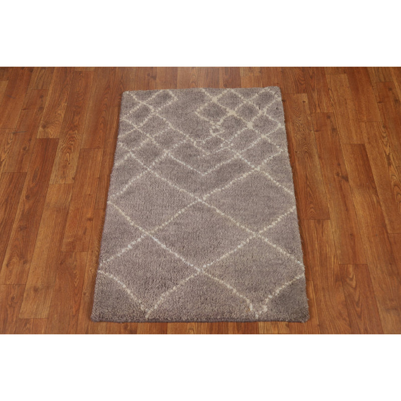 Brown Moroccan Oriental Accent Rug 2x3