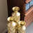 Medhansh Metal Floor Vase, Tall Large Floor Vase with Glittering Triangle Prism Design (Set of 3)